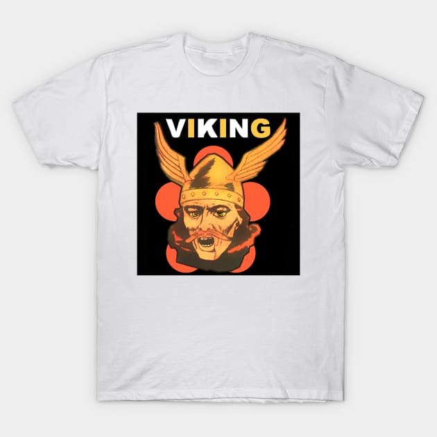 Viking warrior with winged helmet and mustache T-Shirt by Marccelus